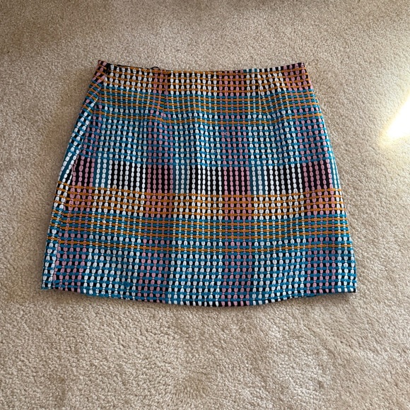 Topshop Women’s Multicolor Woven Patterned Mini Skirt - Picture 3 of 9
